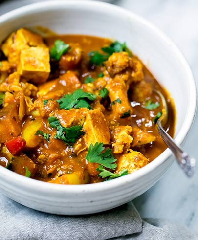 Curried Vegetarian Stew with Winter Squash and Tofu